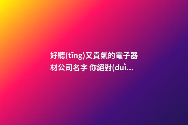 好聽(tīng)又貴氣的電子器材公司名字 你絕對(duì)偏愛(ài)這批好名-第1張-公司起名-玄機(jī)派
